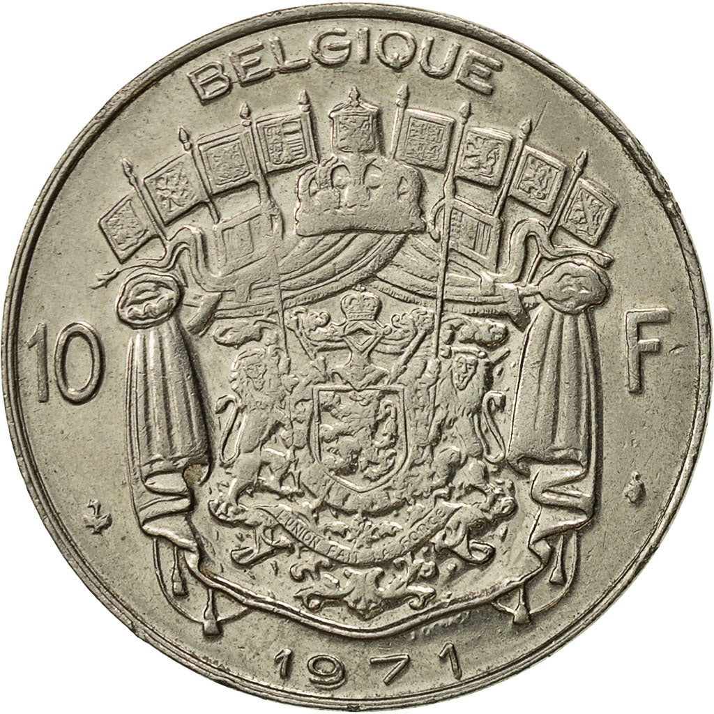 Belgien, 10 Francs, 10 Frank, 1971, Brussels, VZ, Nickel, KM:155.1
