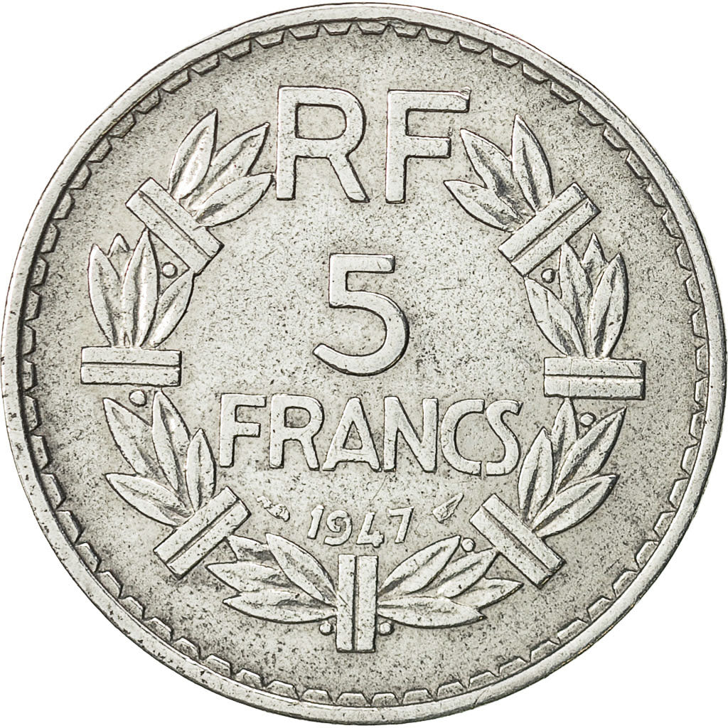 Moneta, Francja, Lavrillier, 5 Francs, 1947, Paris, AU(50-53), Aluminium