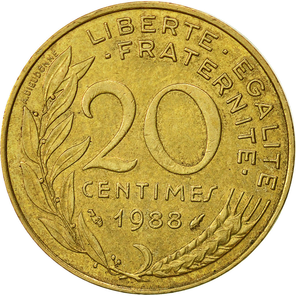 France, Marianne, 20 Centimes, 1988, Paris, VF(30-35), Aluminum-Bronze, KM:930