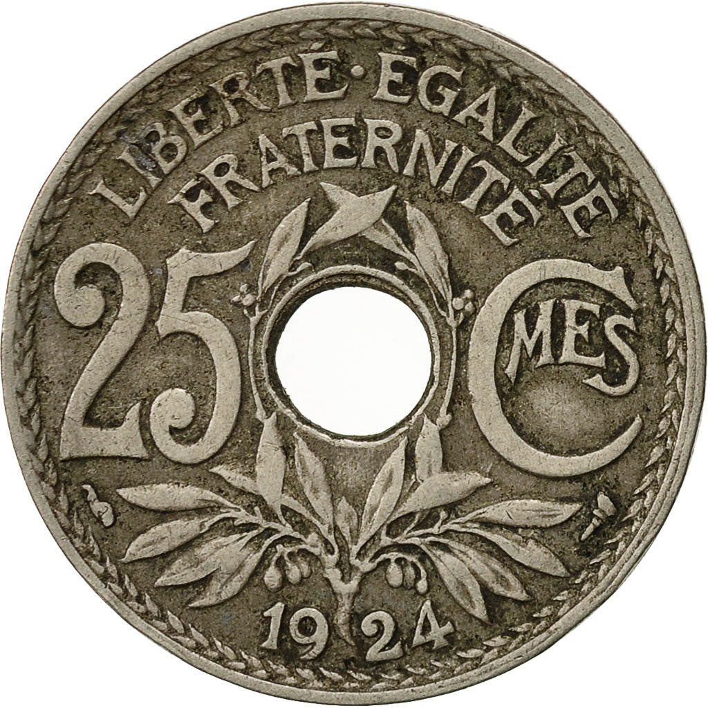 France, Lindauer, 25 Centimes, 1924, TB+, Copper-nickel, KM:867a, Gadoury:380