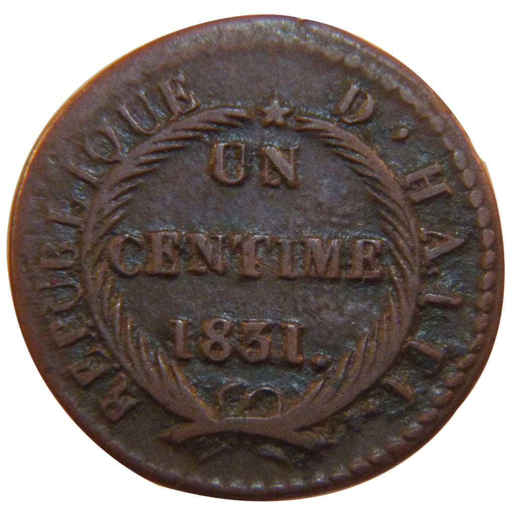 Haiti, 1 Centime, 1831, KM #21, VF(20-25), Copper, 2.60