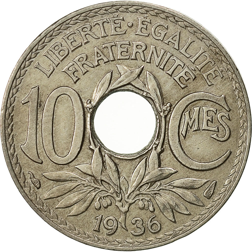 Francia, Lindauer, 10 Centimes, 1936, Paris, BB+, Rame-nichel, KM:866a