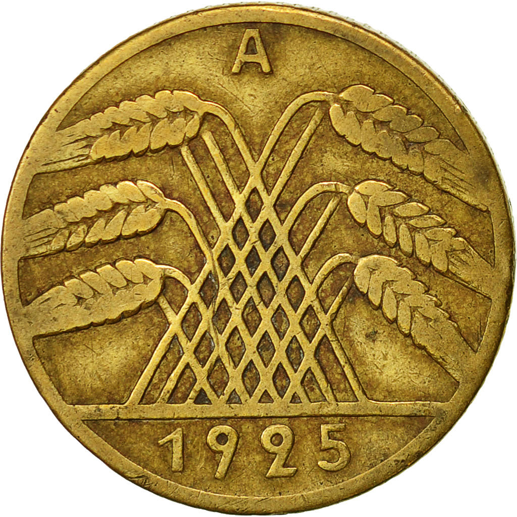 Allemagne, République de Weimar, 10 Reichspfennig, 1925, Berlin, TB+