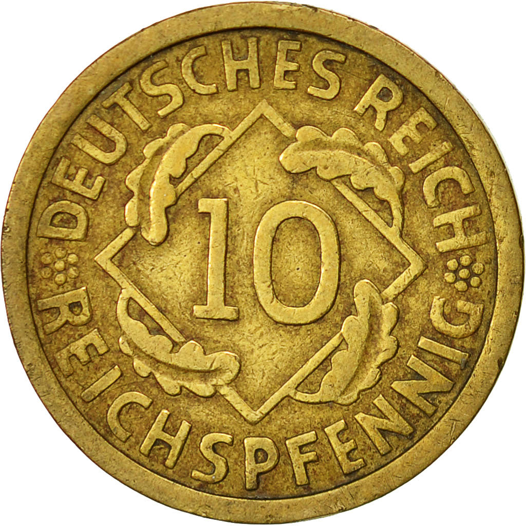 Allemagne, République de Weimar, 10 Reichspfennig, 1925, Berlin, TB+