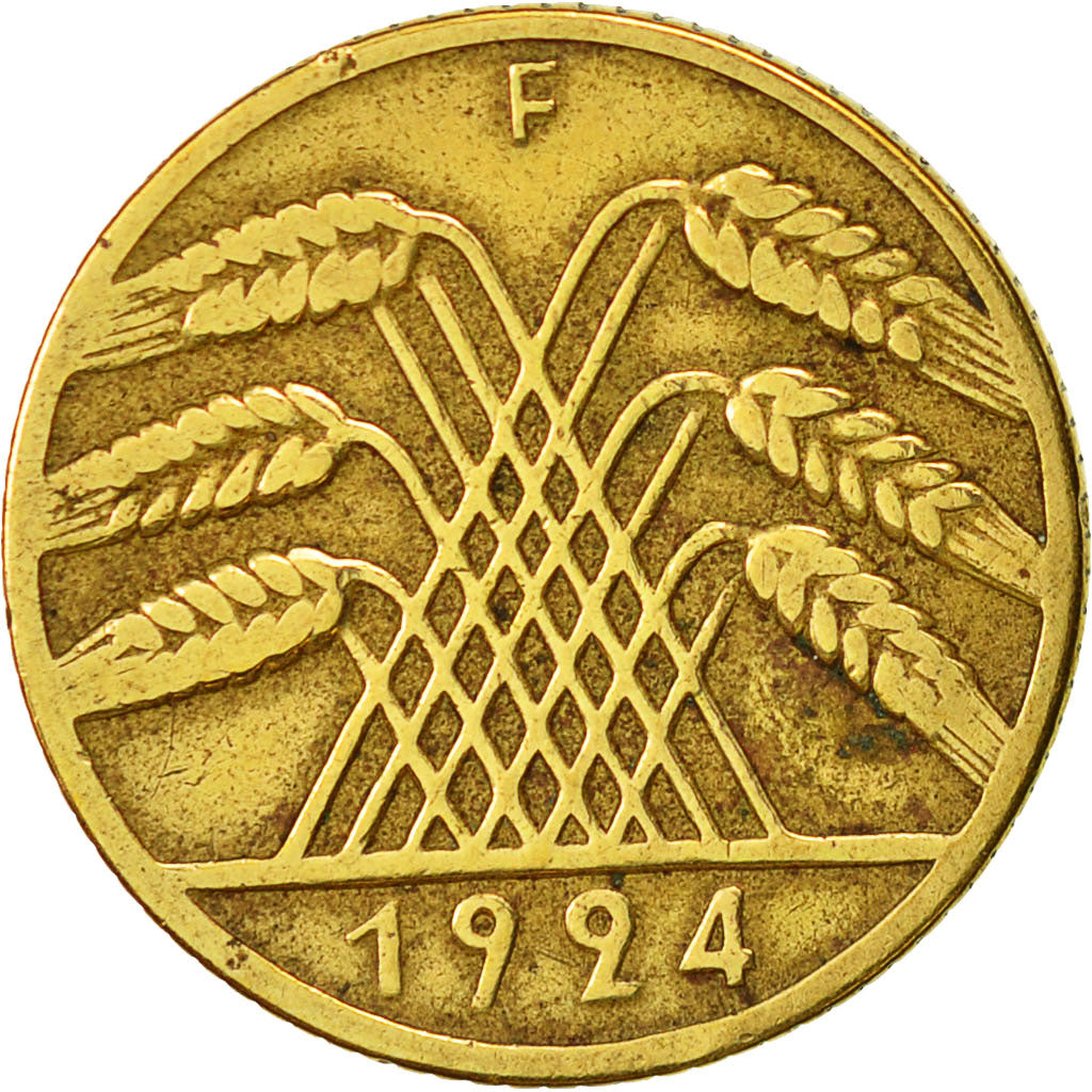 Moneta, NIEMCY, REP. WEIMARSKA, 10 Rentenpfennig, 1924, Stuttgart, EF(40-45)