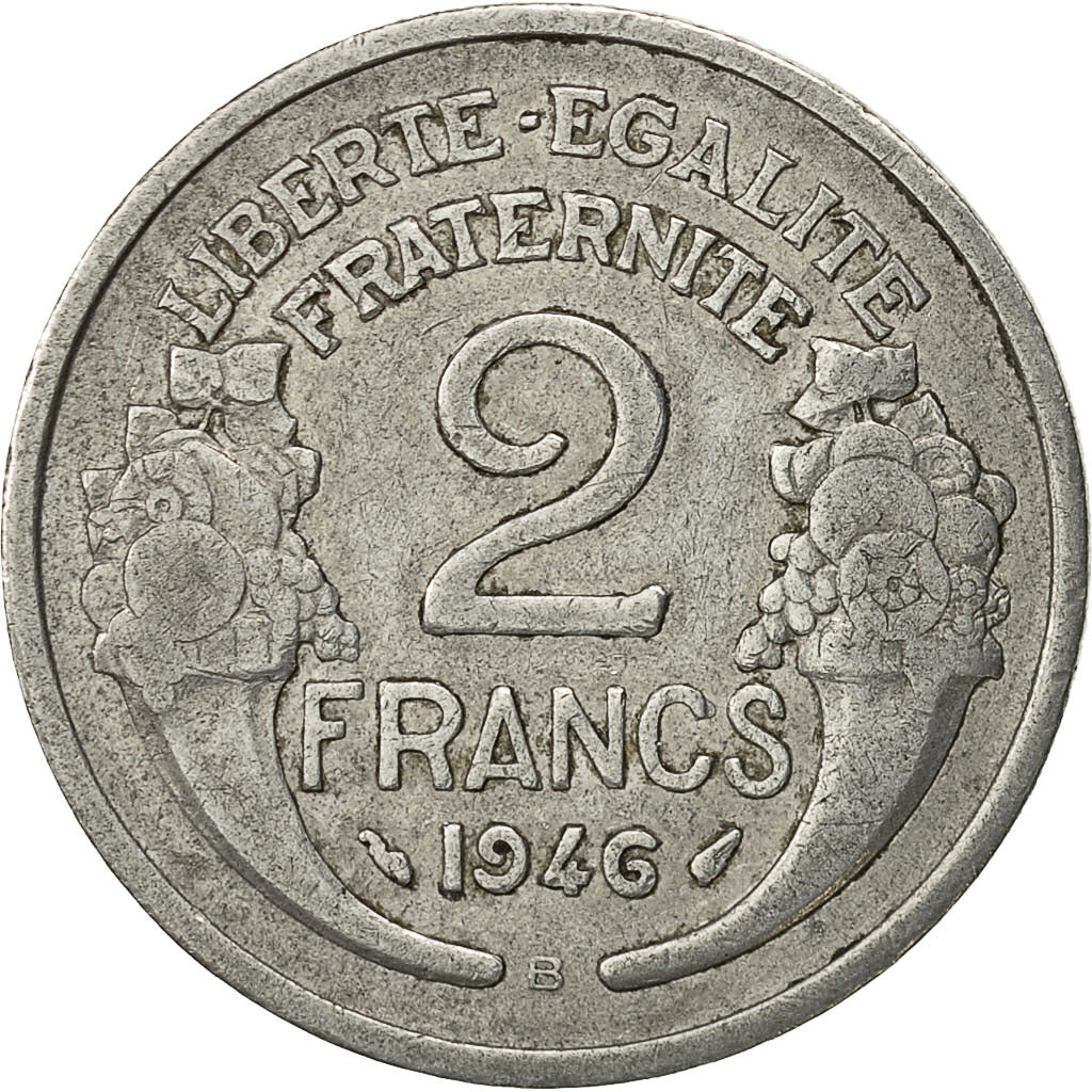 France, Morlon, 2 Francs, 1946, Beaumont - Le Roger, TTB, Aluminium, KM:886a.2