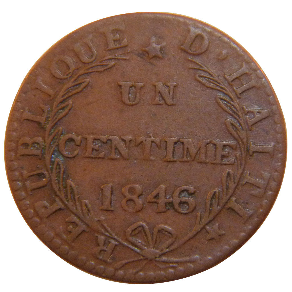 HAITI, Centime, 1846, KM #25.1, EF(40-45), Copper, 21, 2.60