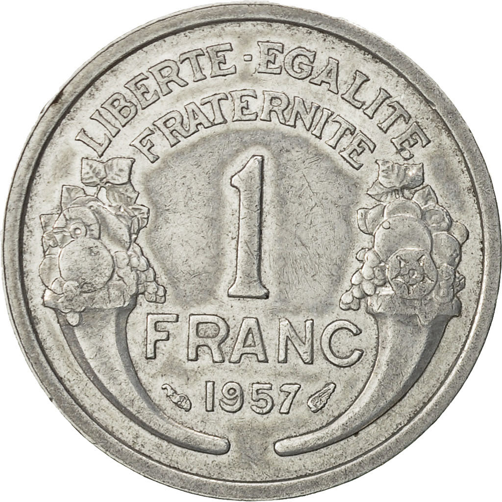 France, Morlon, Franc, 1957, Paris, AU(50-53), Aluminum, KM:885a.1, Gadoury:473b