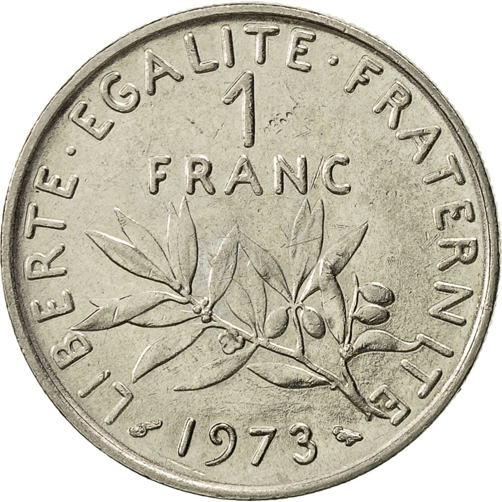 France, Semeuse, Franc, 1973, Paris, AU(55-58), Nickel, KM:925.1
