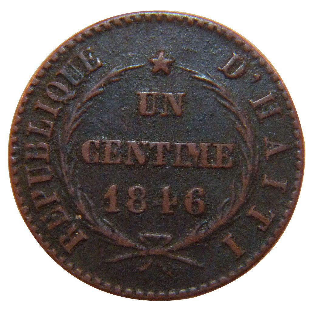 HAITI, Centime, 1846, KM #24, EF(40-45), Copper, 22, 3.00