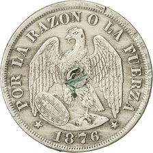 Chile, 20 Centavos, 1876, VF(30-35), Silver, KM:138.1