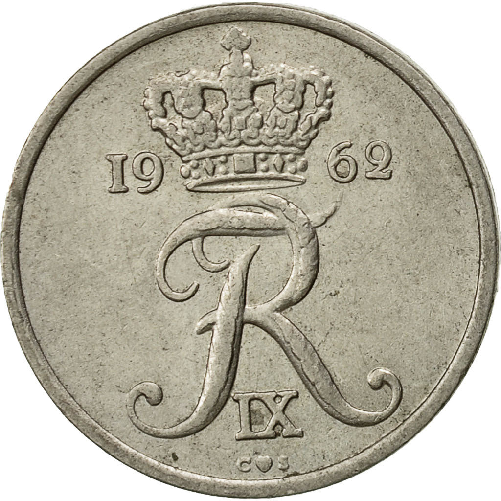 Moneta, Dania, Frederik IX, 10 Öre, 1962, Copenhagen, EF(40-45), Miedź-Nikiel