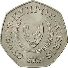 Cyprus, 50 Cents, 2002, AU(55-58), Copper-nickel, KM:66