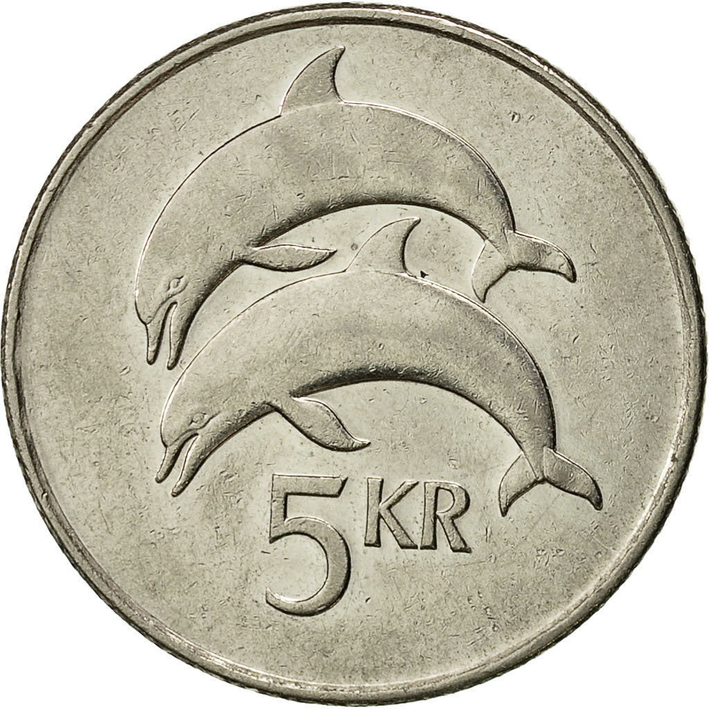 Iceland, 5 Kronur, 1996, AU(50-53), Nickel plated steel, KM:28a