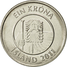 Iceland, Krona, 2011, AU(50-53), Nickel plated steel, KM:27A