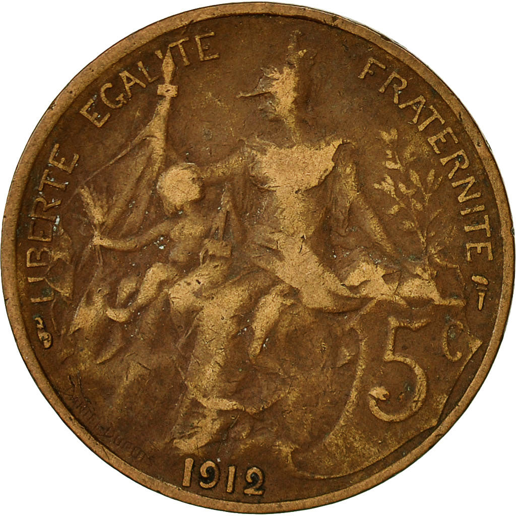 France, Dupuis, 5 Centimes, 1912, Paris, VF(30-35), Bronze, KM:842
