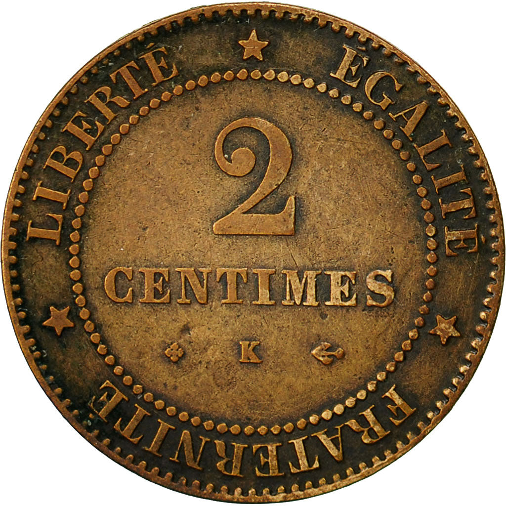 France, Cérès, 2 Centimes, 1878, Bordeaux, VF(30-35), Bronze, KM:827.2