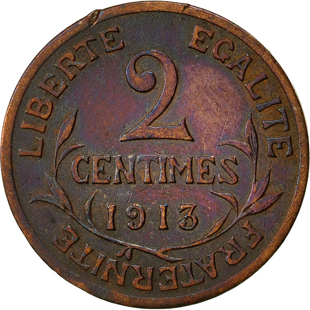 France, Dupuis, 2 Centimes, 1913, Paris, EF(40-45), Bronze, KM:841