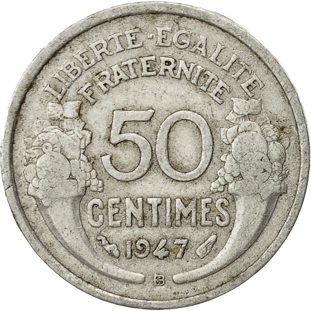 France, Morlon, 50 Centimes, 1947, Beaumont - Le Roger, VF(30-35), Aluminum