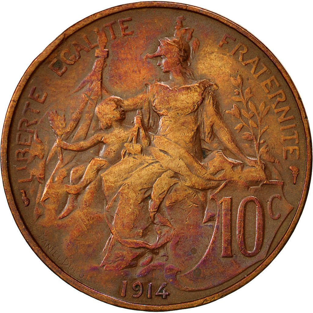 France, Dupuis, 10 Centimes, 1914, Paris, EF(40-45), Bronze, KM:843