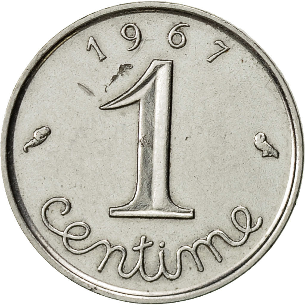 France, Épi, Centime, 1967, Paris, EF(40-45), Stainless Steel, KM:928