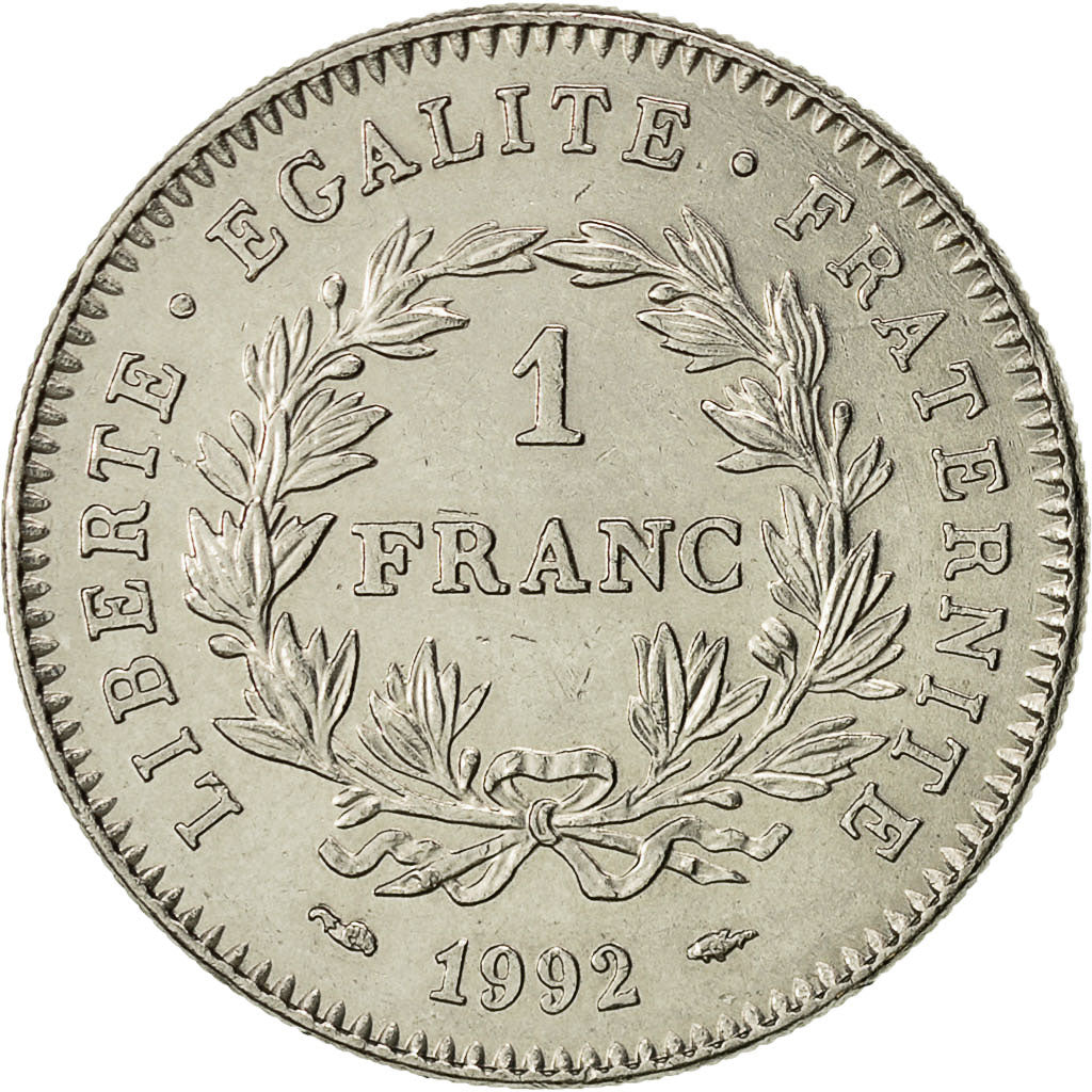 France, République, Franc, 1992, Paris, EF(40-45), Nickel, KM:1004.1