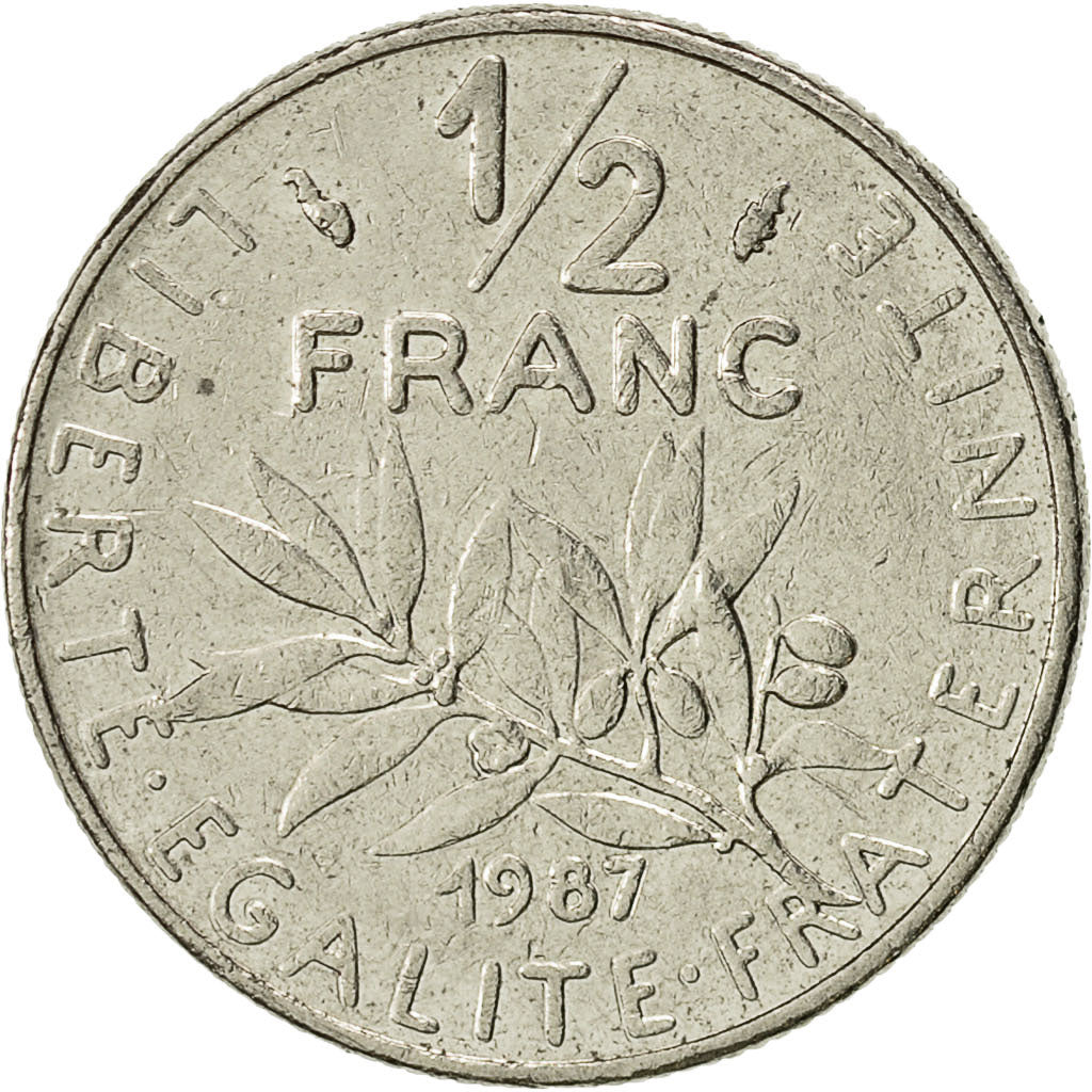 France, Semeuse, 1/2 Franc, 1987, Paris, EF(40-45), Nickel, KM:931.1