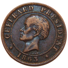 HAITI, 10 Centimes, 1863, KM #40, EF(40-45), Bronze, 4.00