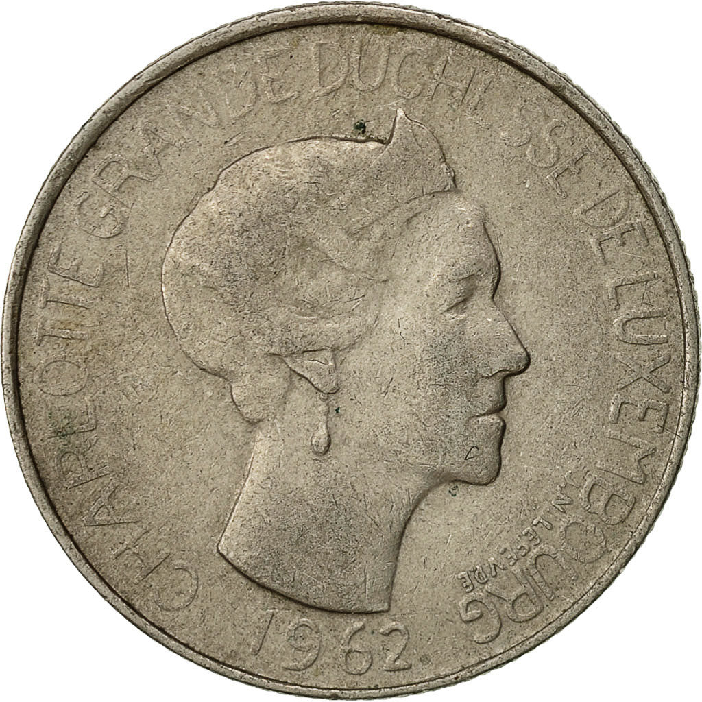 Luxembourg, Charlotte, 5 Francs, 1962, VF(30-35), Copper-nickel, KM:51