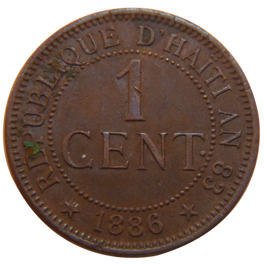 Haiti, 1 Centime, 1886, Paris, KM #48, AU(50-53), Bronze, 5.00