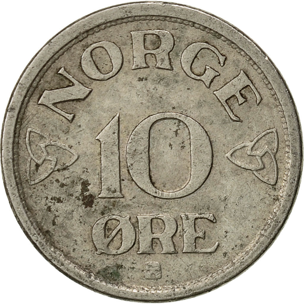 Moneta, Norwegia, Haakon VII, 10 Öre, 1954, VF(30-35), Miedź-Nikiel, KM:396