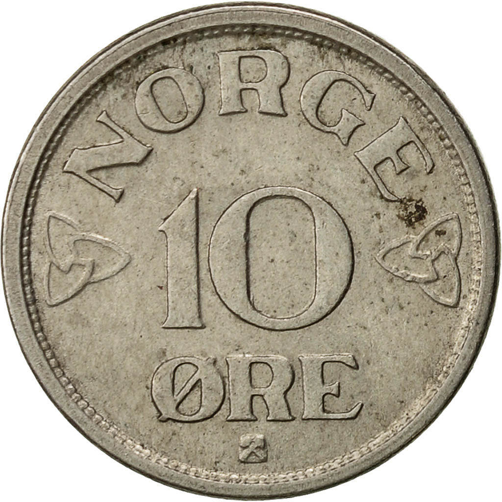 Norway, Haakon VII, 10 Öre, 1954, VF(20-25), Copper-nickel, KM:396