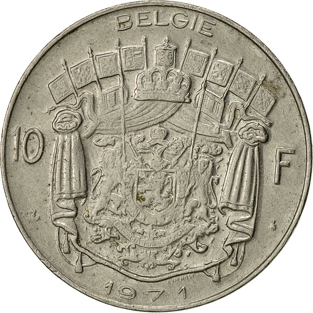 Belgien, 10 Francs, 10 Frank, 1971, Brussels, SS, Nickel, KM:156.1