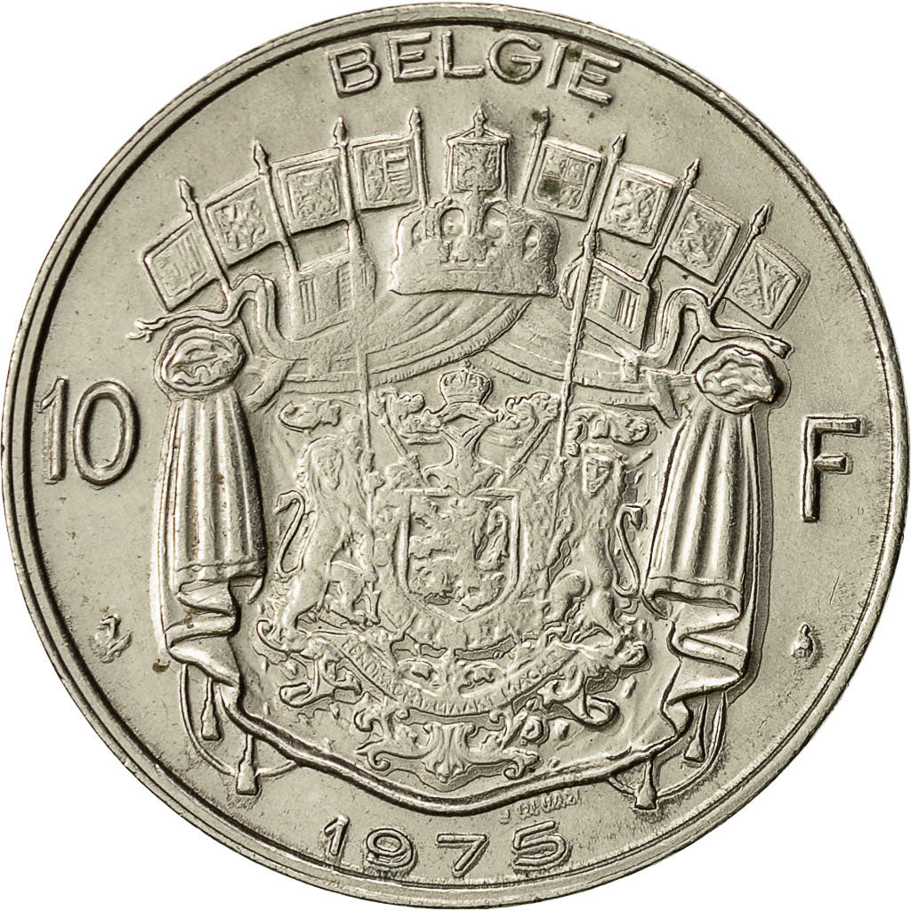 Belgium, 10 Francs, 10 Frank, 1975, Brussels, AU(50-53), Nickel, KM:156.1