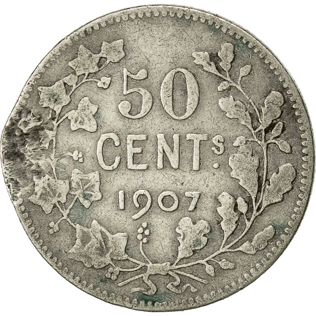 Belgium, 50 Centimes, 1907, VG(8-10), Silver, KM:60.1