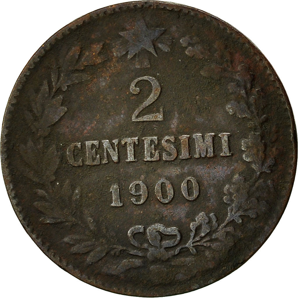 Italy, Umberto I, 2 Centesimi, 1900, Rome, AU(50-53), Copper, KM:30