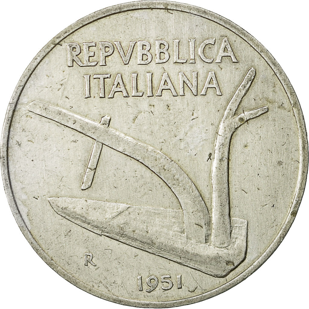 Italie, 10 Lire, 1951, Rome, TTB+, Aluminium, KM:93