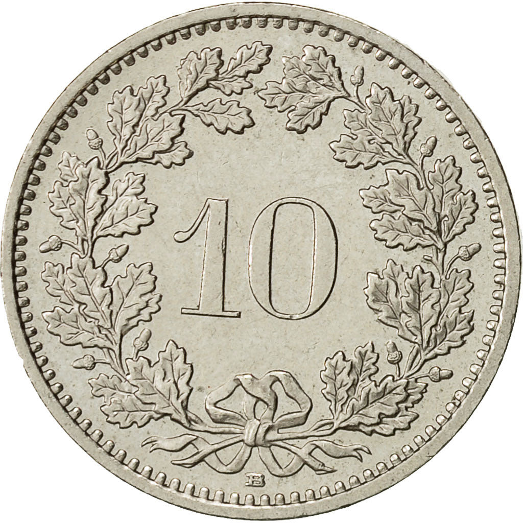 Moneta, Szwajcaria, 10 Rappen, 2008, Bern, AU(55-58), Miedź-Nikiel, KM:27