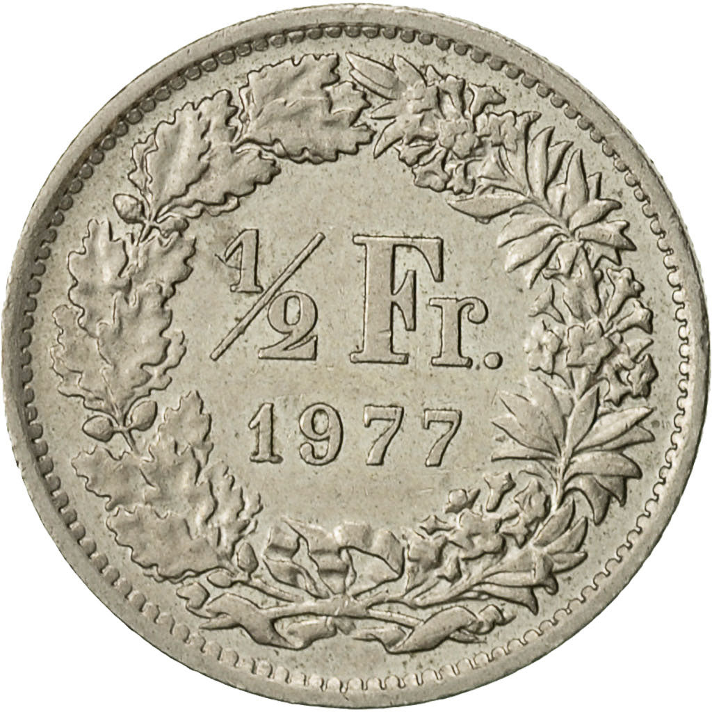 Suiza, 1/2 Franc, 1977, Bern, MBC, Cobre - níquel, KM:23a.1