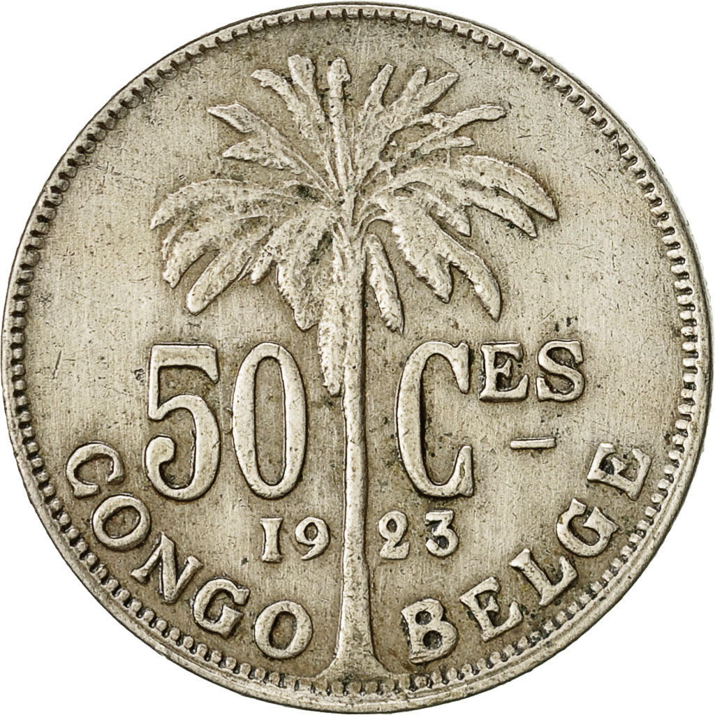Belgian Congo, 50 Centimes, 1923, EF(40-45), Copper-nickel, KM:22