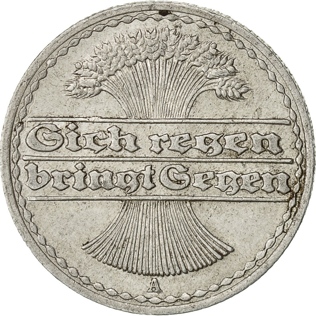 GERMANY, WEIMAR REPUBLIC, 50 Pfennig, 1921, Berlin, VF(30-35), Aluminum, KM:27