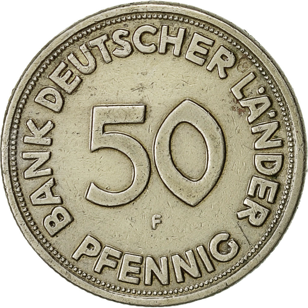 Bundesrepublik Deutschland, 50 Pfennig, 1949, Stuttgart, SGE, Copper-nickel