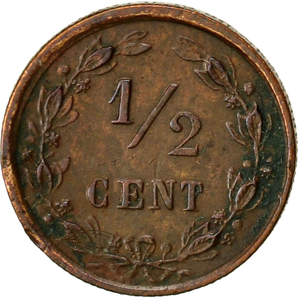 Netherlands, William III, 1/2 Cent, 1885, EF(40-45), Bronze, KM:109.1