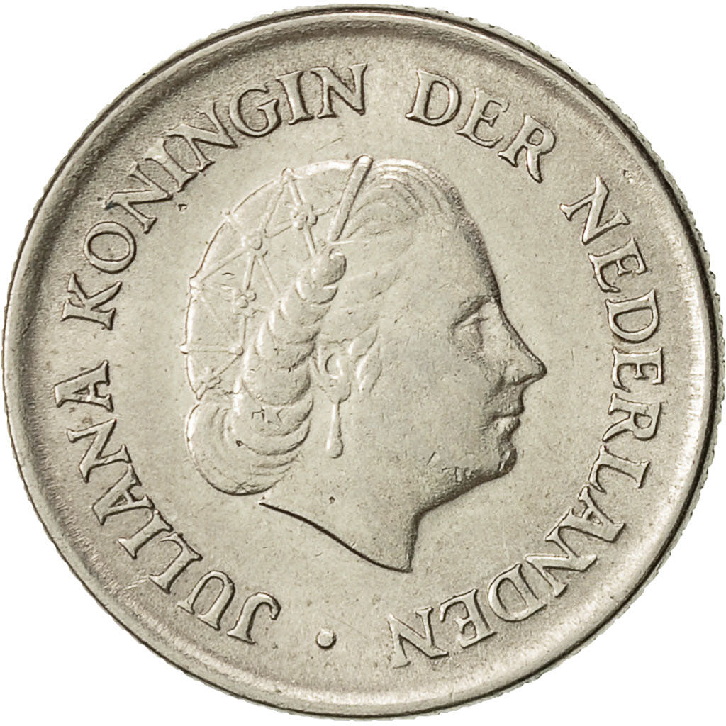 Paesi Bassi, Juliana, 25 Cents, 1966, BB, Nichel, KM:183
