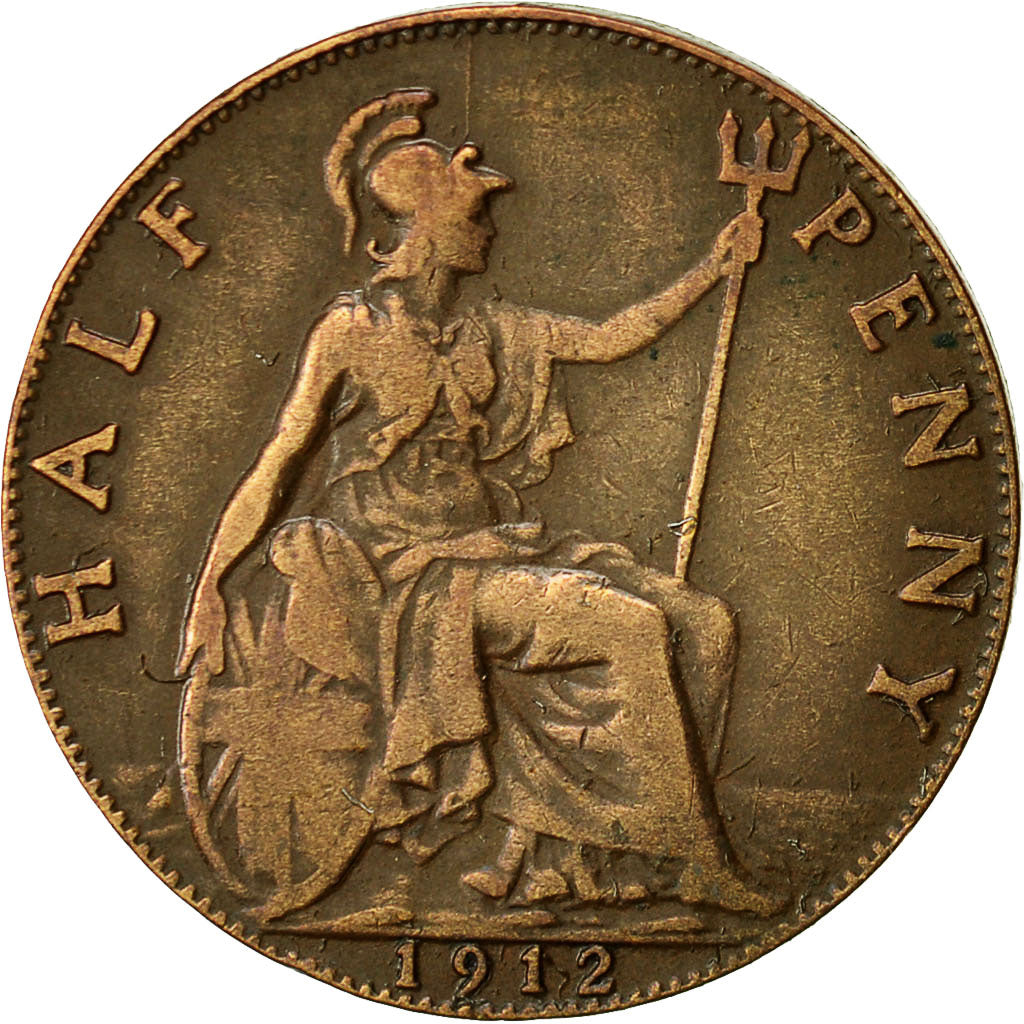 Great Britain, George V, 1/2 Penny, 1912, EF(40-45), Bronze, KM:809