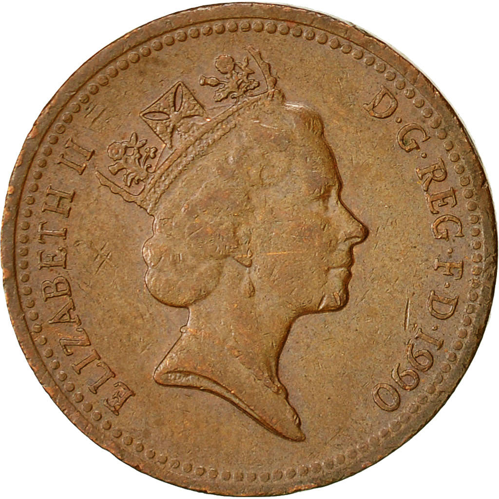 Great Britain, Elizabeth II, Penny, 1990, VF(30-35), Bronze, KM:935