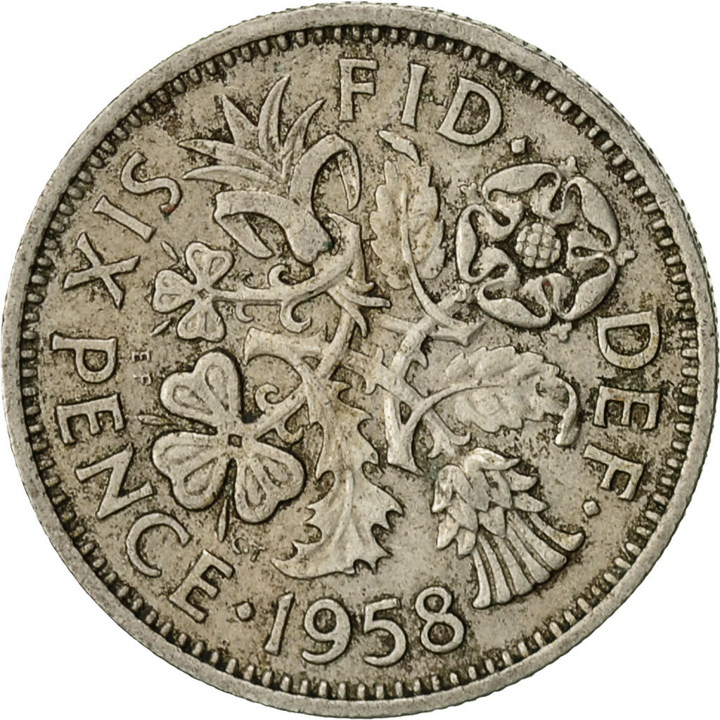 Great Britain, Elizabeth II, 6 Pence, 1948, VF(30-35), Copper-nickel, KM:903