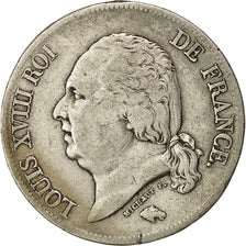 France, Louis XVIII, 5 Francs, 1824, Lyons, VF(30-35), Silver, KM:711.4