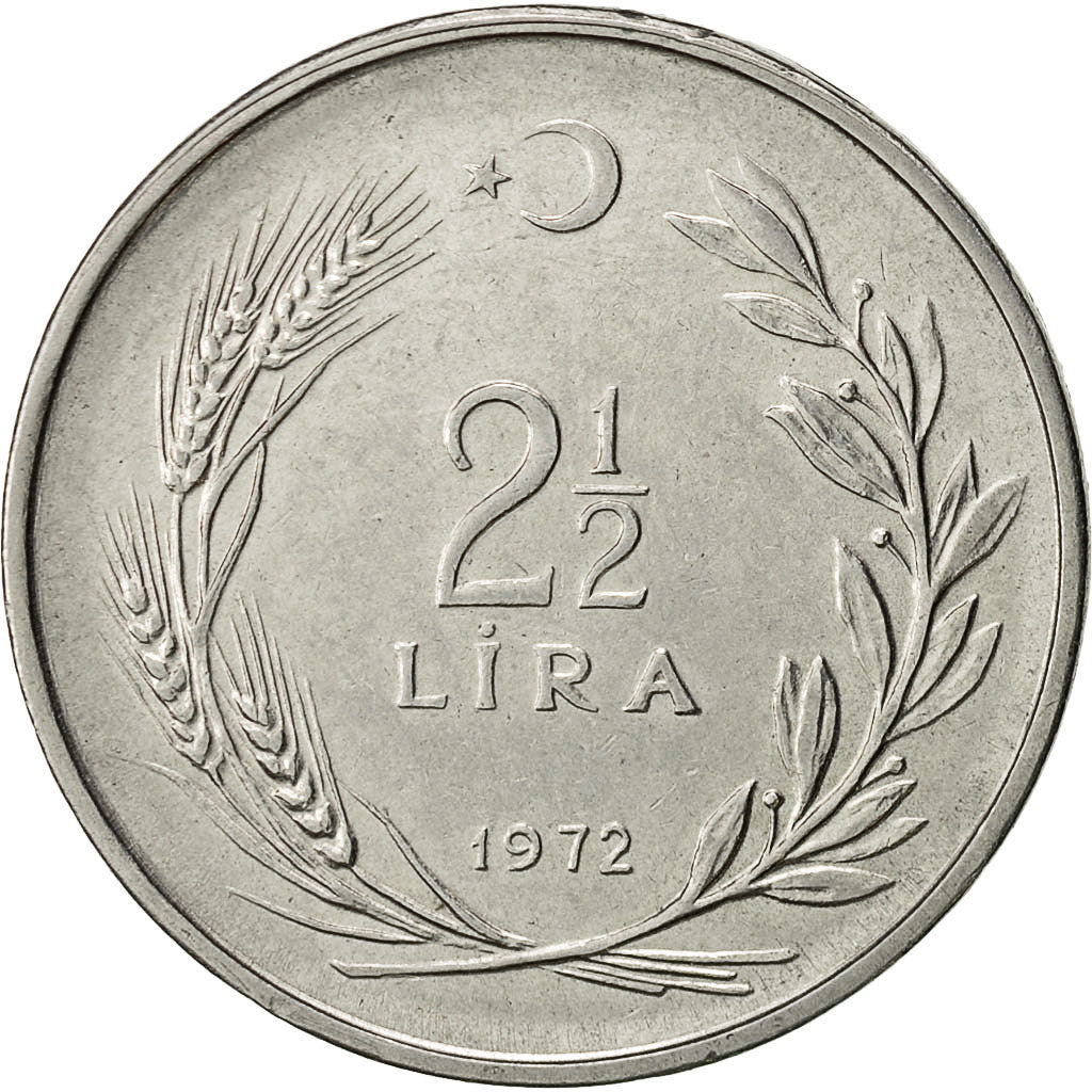 Turquie, 2-1/2 Lira, 1972, TTB+, Stainless Steel, KM:893.2