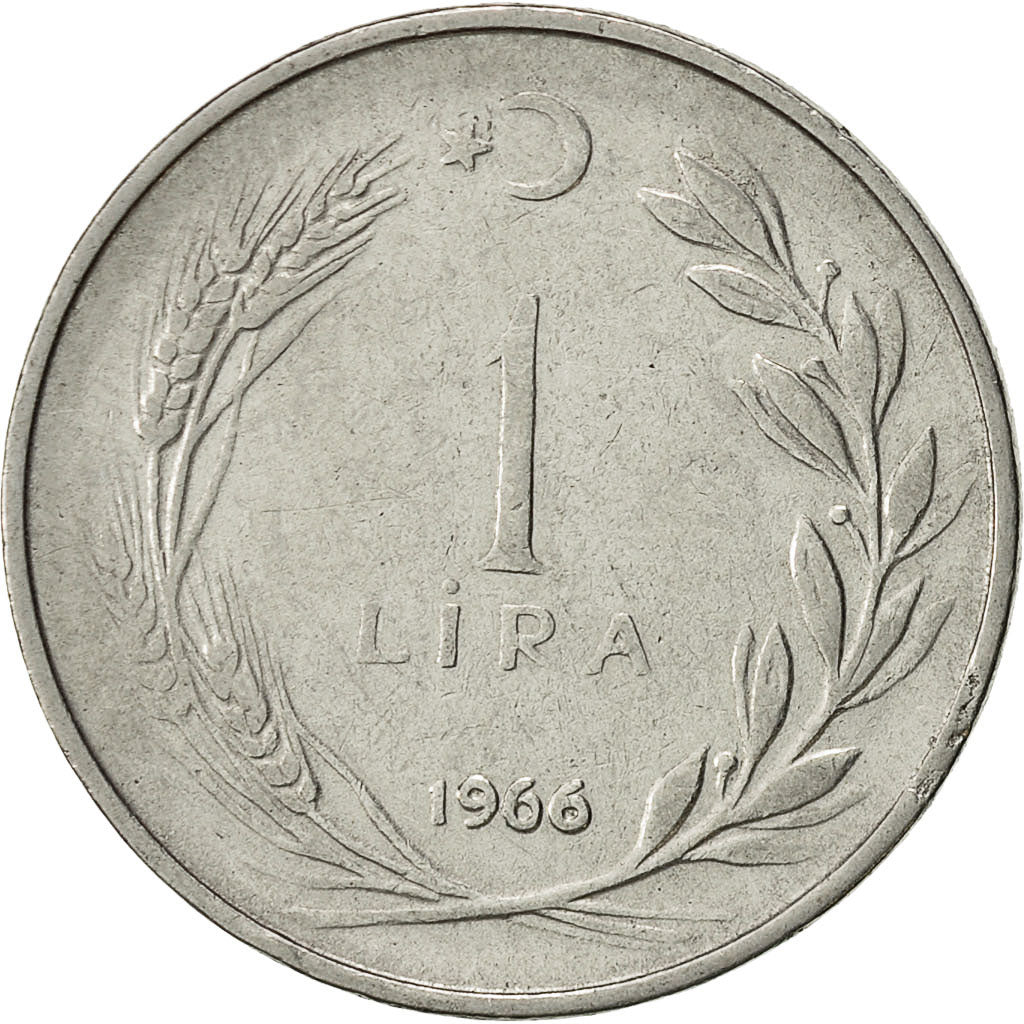 Turkey, Lira, 1966, VF(30-35), Stainless Steel, KM:889a.1